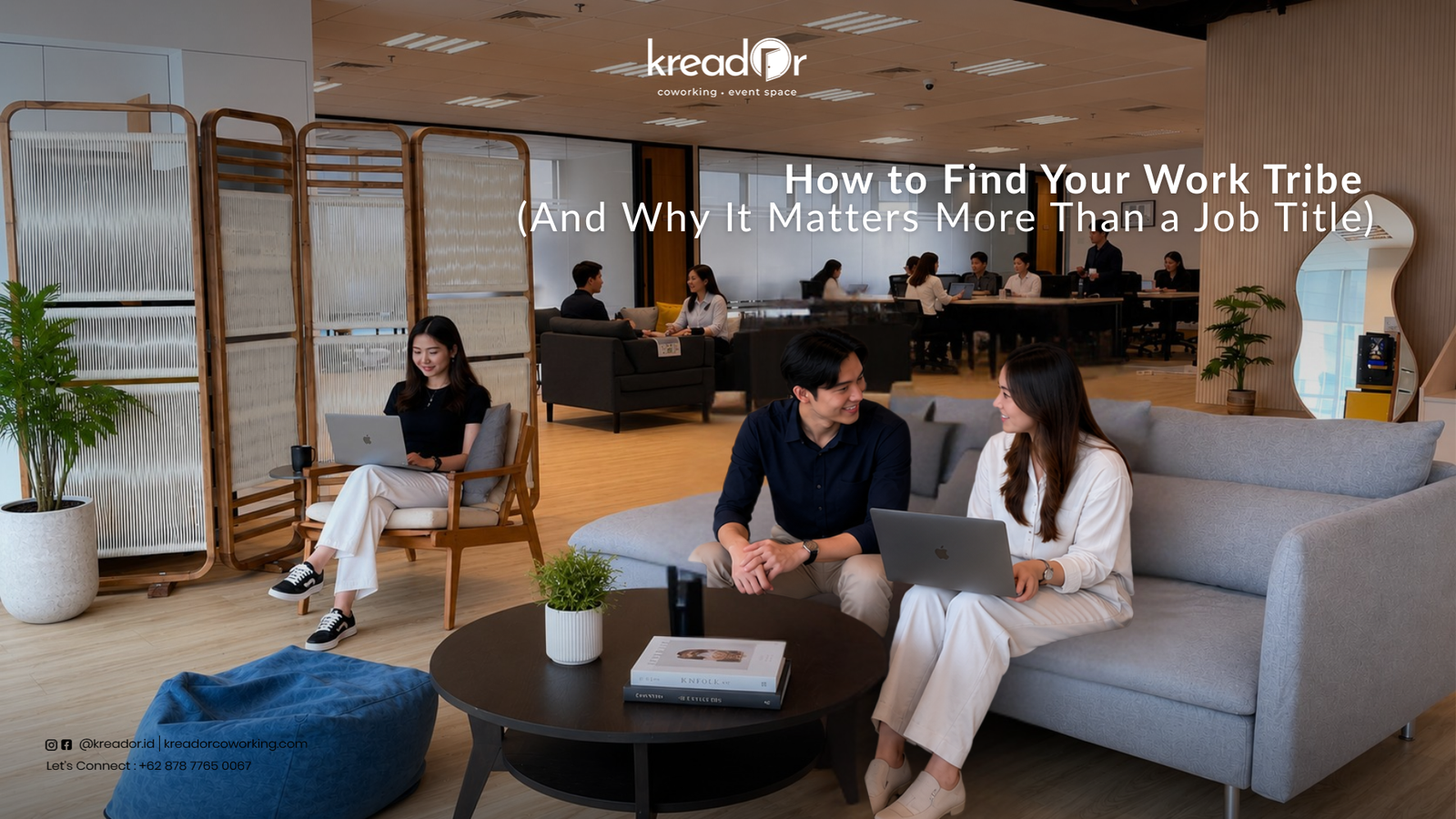 Find Your Work Tribe at Kreador Coworking Professionals collaborating and networking inside a coworking space community
